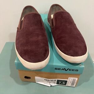 SeaVees 7 Baja slip on Loafers in burgundy suede leather sneaker spring shoes